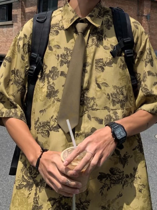 Camisa de hombre con estampado de rosas vintage-1