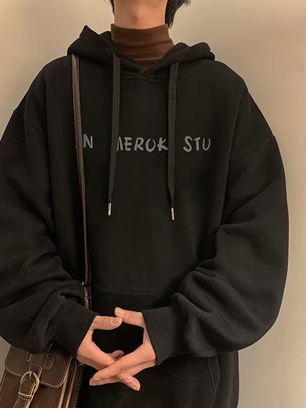 Sudadera con capucha y forro polar con gráfico vintage para hombre-2