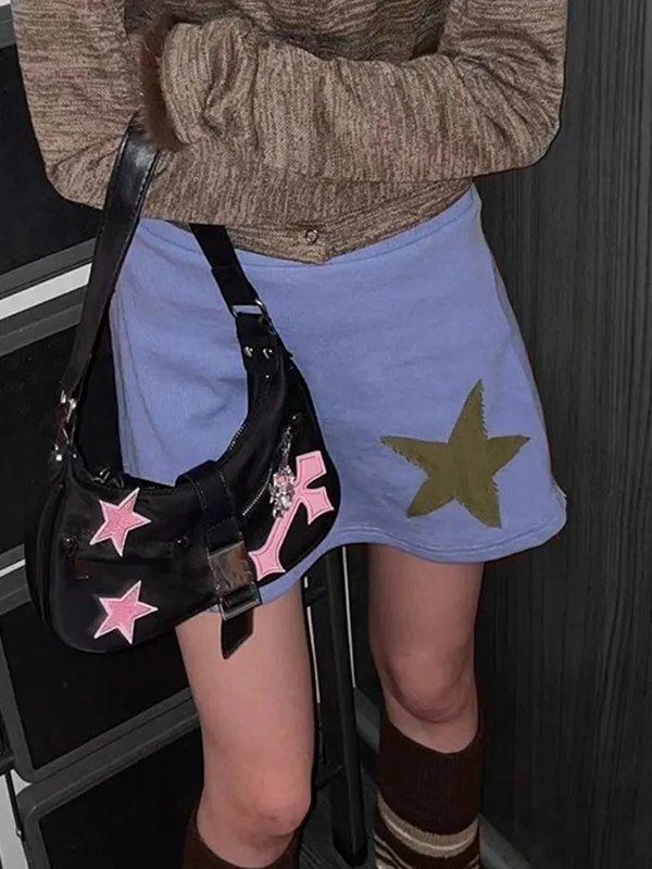 Bolso de hombro de piel sintética con hebilla de estrella cruzada-2